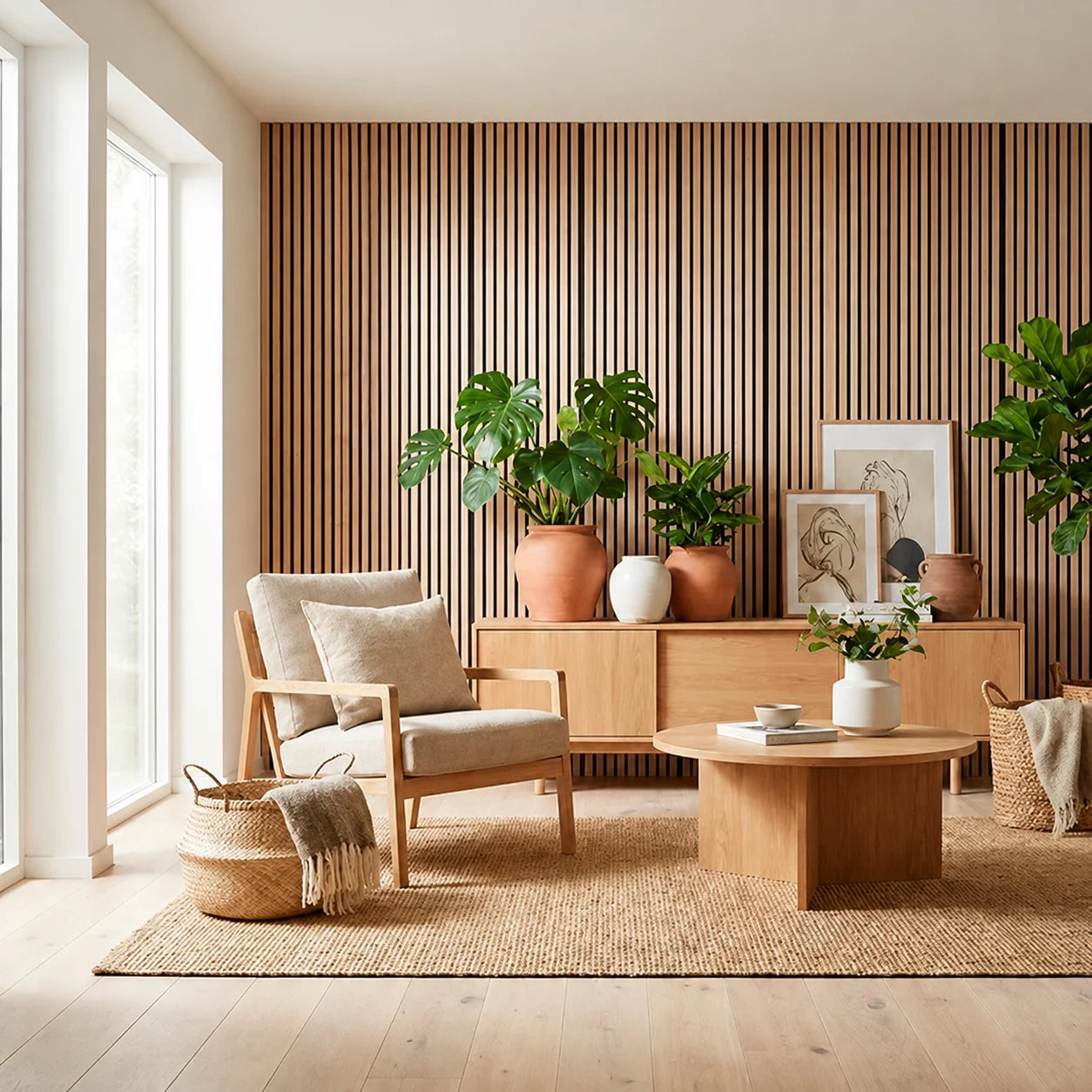 Acoustic Wooden Wall Panel – Transform Your Room in Just 30 Minutes – (270 cm x 110 cm)