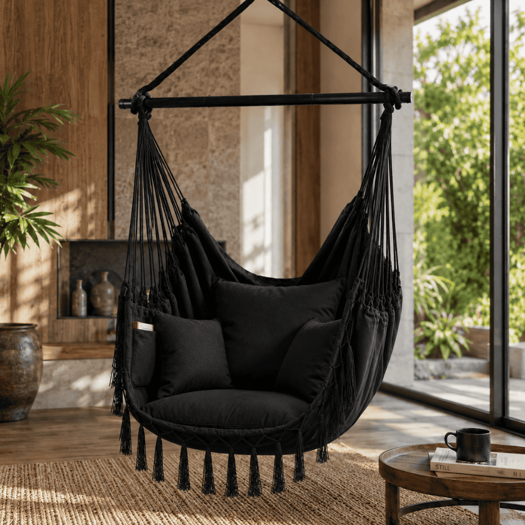 Boho-Hängesessel mit Kissen – Verwandeln Sie Ihren Raum in nur 30 Minuten – (100 cm × 130 cm)