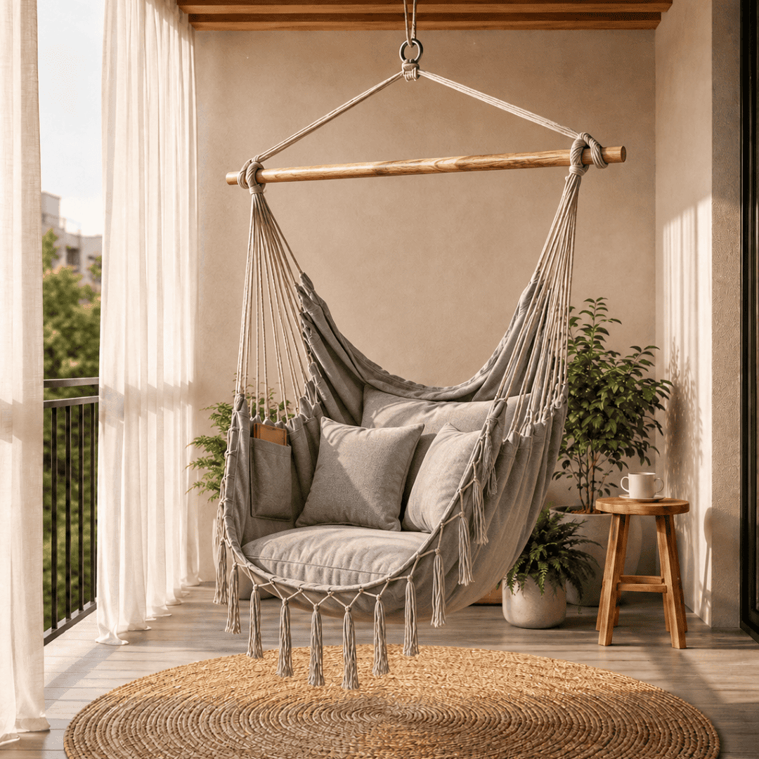 Boho-Hängesessel mit Kissen – Verwandeln Sie Ihren Raum in nur 30 Minuten – (100 cm × 130 cm)